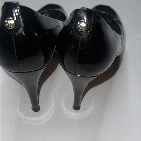 Stuart Weitzman Glossy Black Peep-Toe Heels - Picture 6 of 10